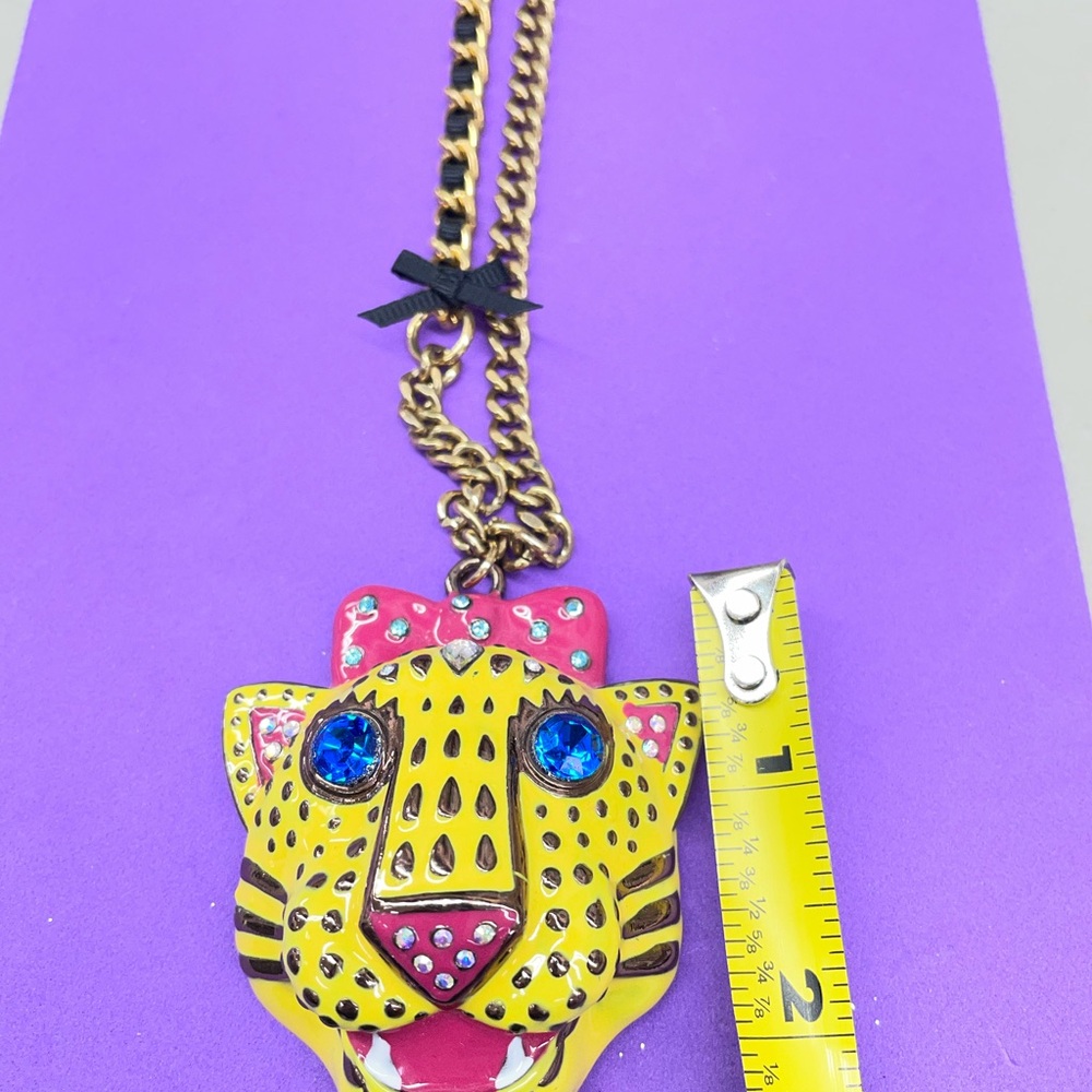 Betsey Johnson Yellow Leopard Necklace with Blue Accents - Picture 5 of 5